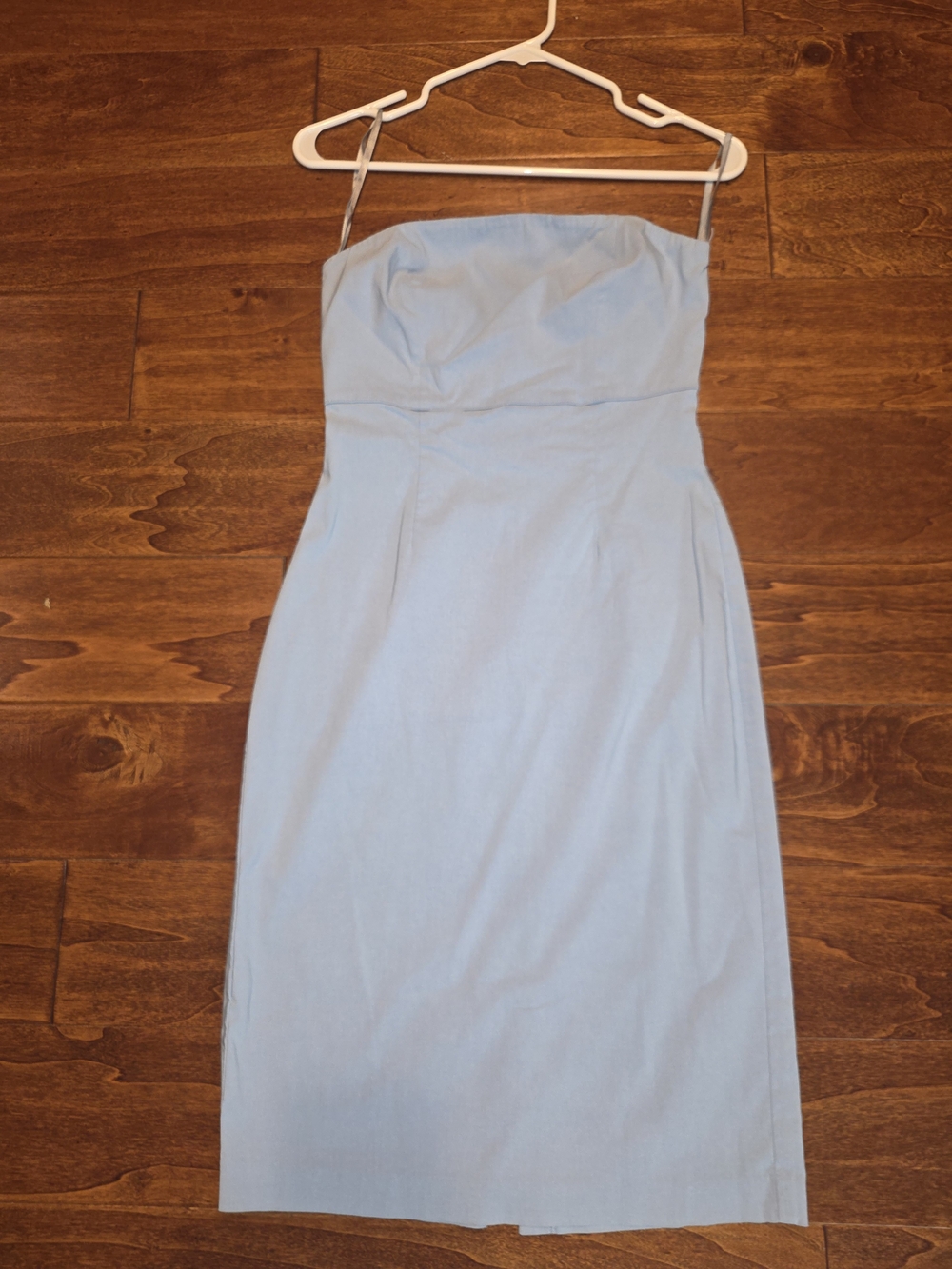 Express Strapless Light Blue Sheath Stretch Dress Sz 3/4 EUC